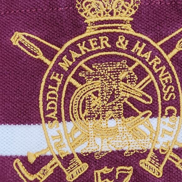 Ralph-Lauren Stripes Polo Shirt XL/2XL 24x28 Red White Crest - Picture 11 of 14